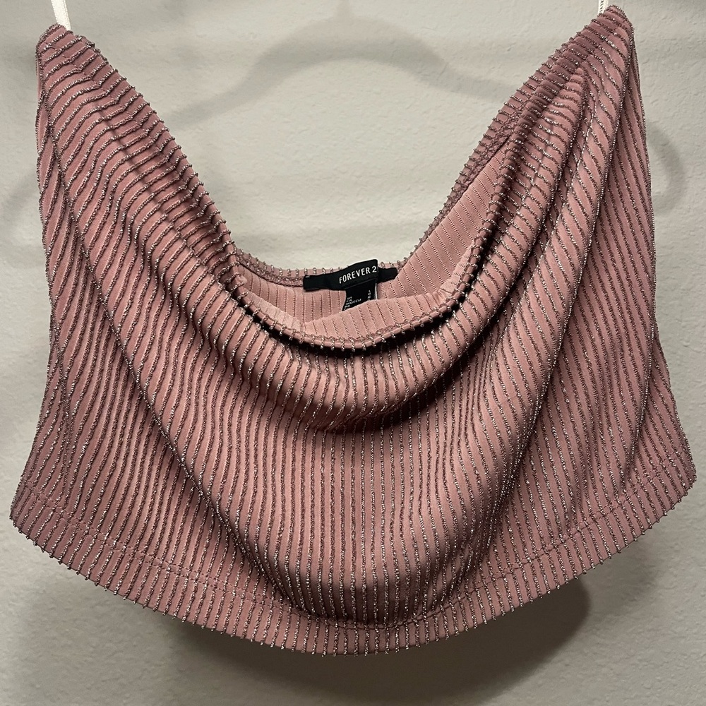 Forever 21 Tube Top Strapless Womens Size Large Pink Shimmer Barbie Night Out